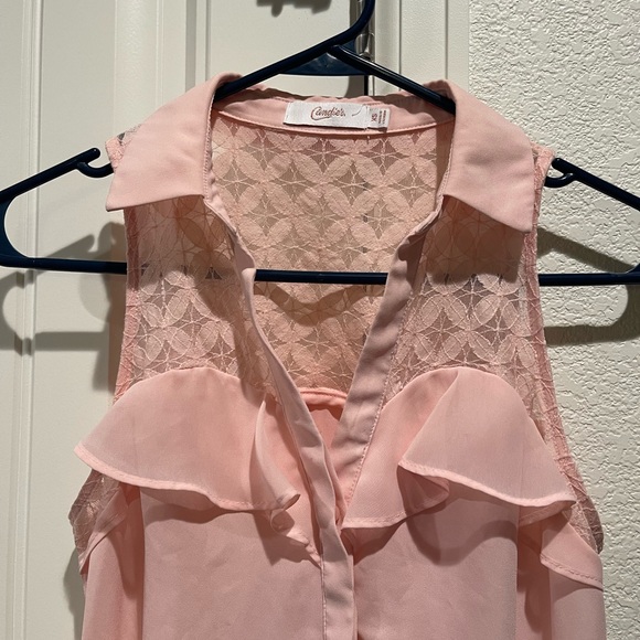 Candie’s sleeveless lace blouse, pink, Size XS - Picture 3 of 6